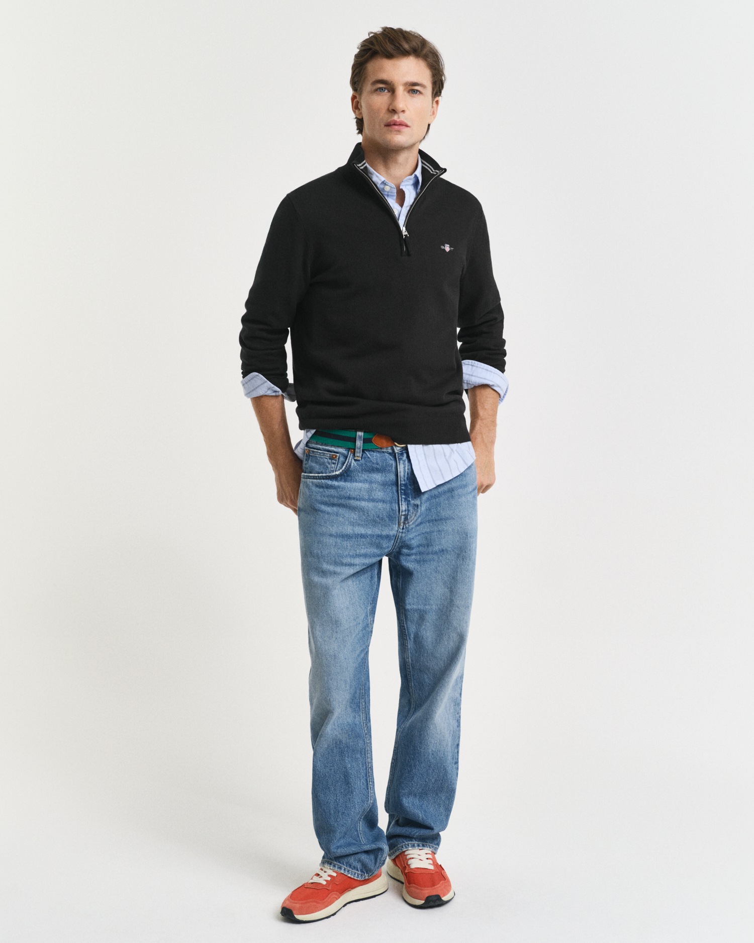 Gant Troyer »CLASSIC COTTON HALF ZIP« mit gerippten Details