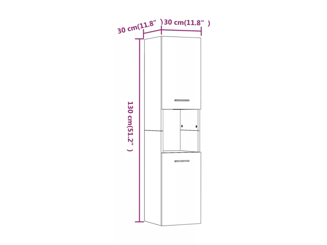 Armoire de bain Sonoma gris 30x30x130 cm Bois d'ingénierie