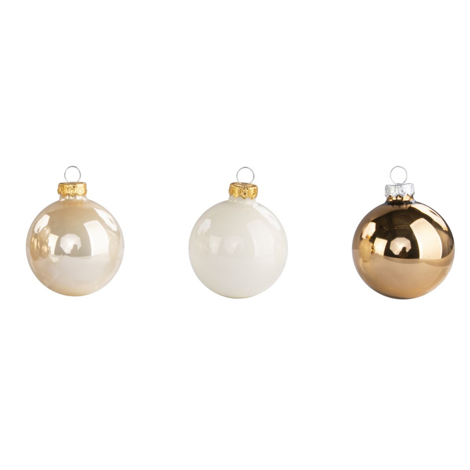 Christbaumkugeln aus Glas - perle/braun/weiß - ca. 6 cm - 20 Stück
