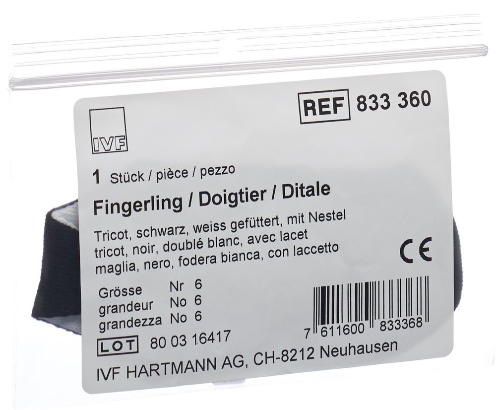 IVF Däumling Tricot Gr6 schwarz 1 Stk