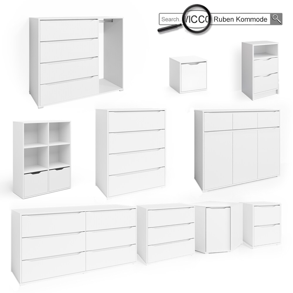 VICCO Kommode RUBEN Weiß Schubladen 120 cm Sideboard Mehrzweckschrank Schrank