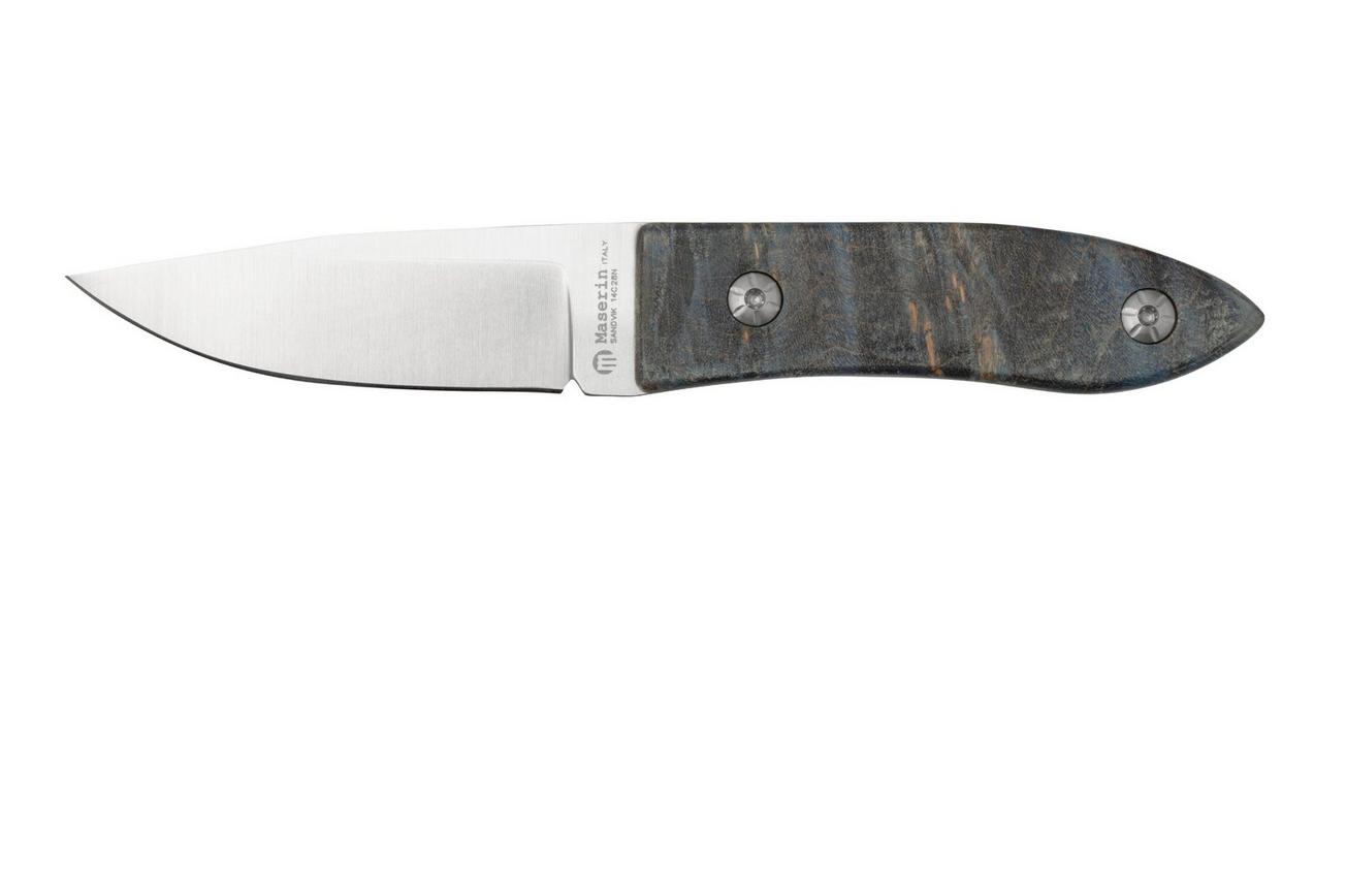 Maserin AM22, 923-RB Blue Poplar Burl, vaststaand mes, Atillio Morotti design