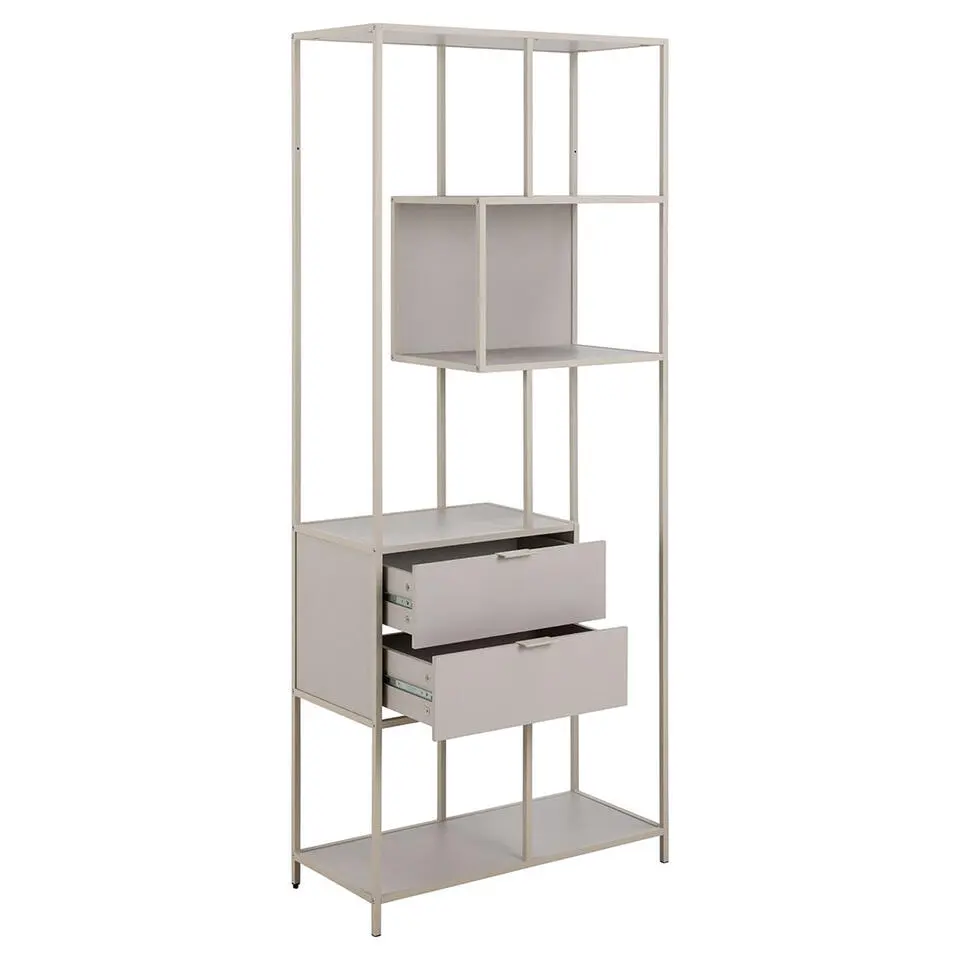 Hioshop Sea wandkast 2 lades 4 planken grijs