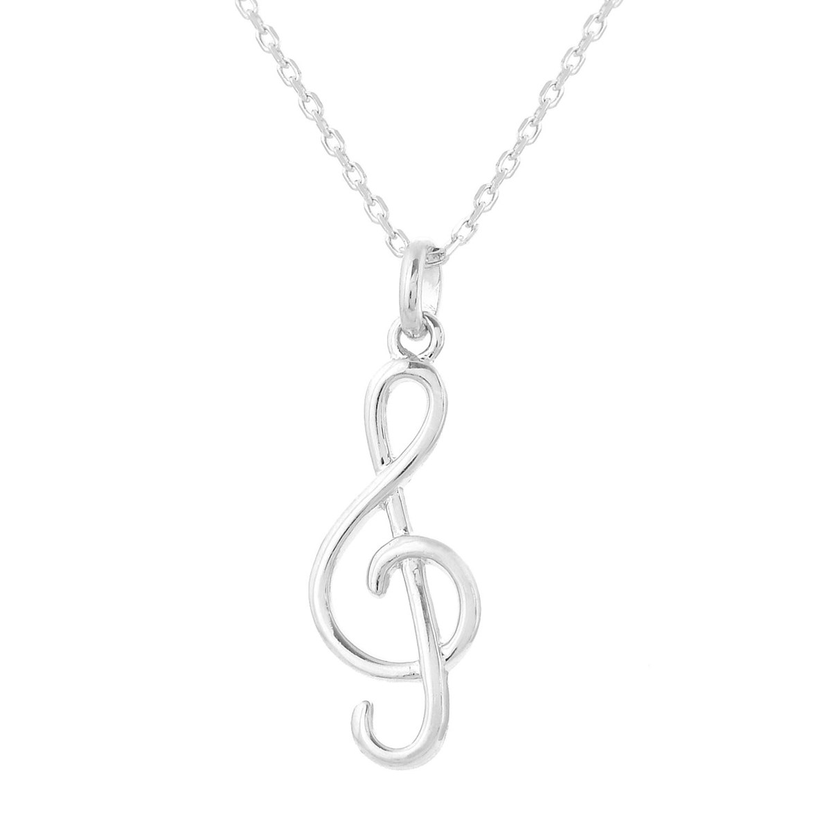 Collier clé de sol note de musique Argent 925 Rhodié