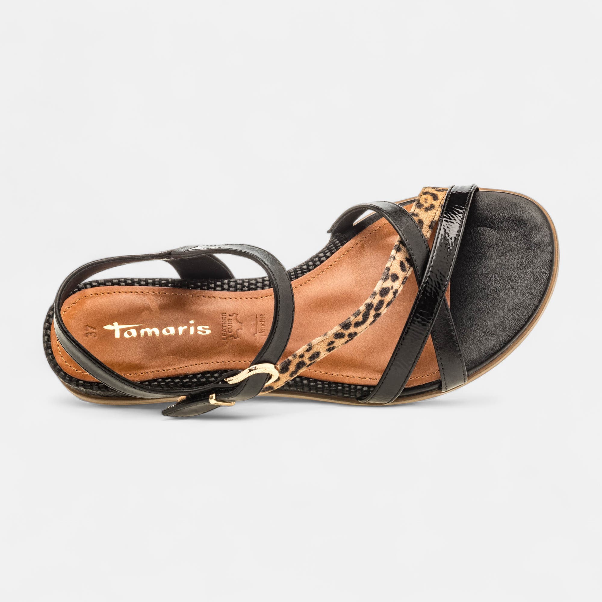 Sandales Femme en cuir noir