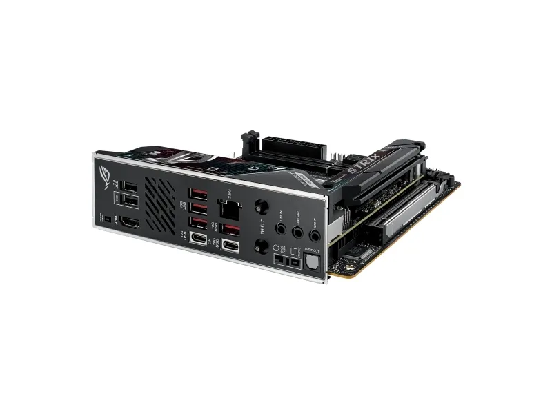 ASUS ROG STRIX B850-I GAMING WIFI - Bundkort - mini ITX - Socket AM5 - AMD B850 Chipset - USB-C 3.2 Gen 2x2, USB-C 3.2 Gen2, USB 3.2 Gen 2, USB 3.2 Gen 1 - 2.5 Gigabit LAN, Wi-Fi 7, Bluetooth - onboard grafik (CPU påkrævet) - HD Audio (8-kanaler)