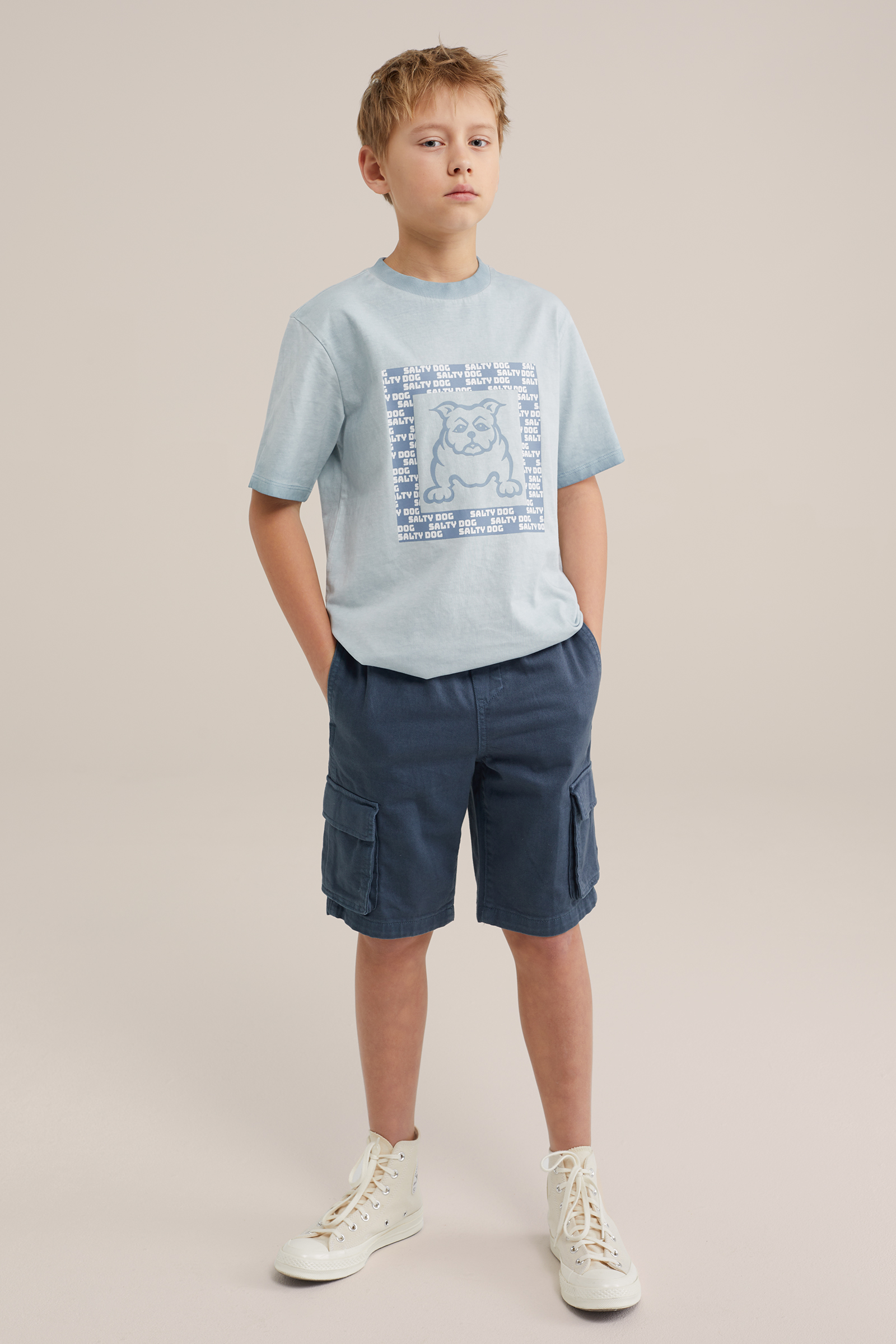 Jongens short met cargozakken Blue Ridge Grijsblauw