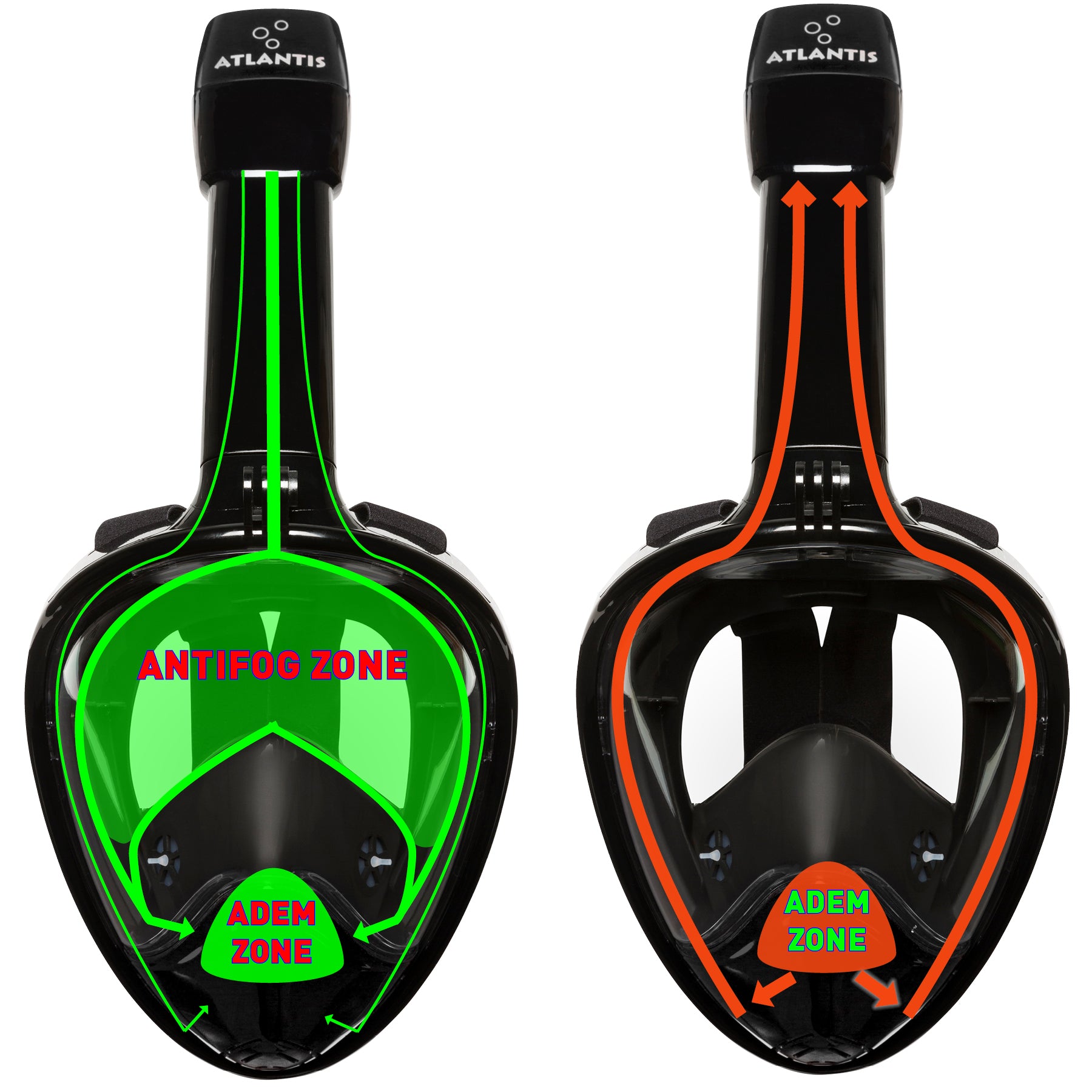 Atlantis 2.0 Zwart S/M Volwassenen Snorkelmasker - Black