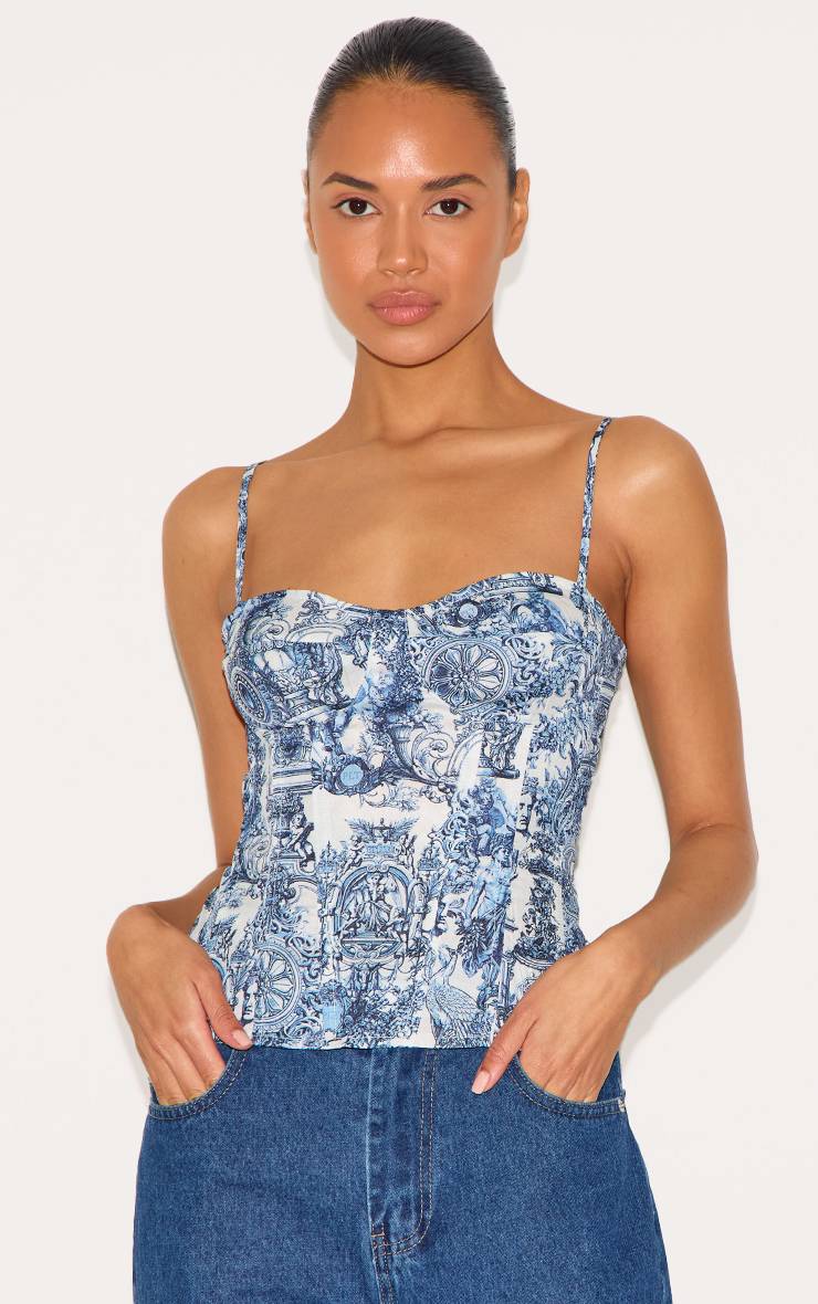 Bleu Top Corset Structuré