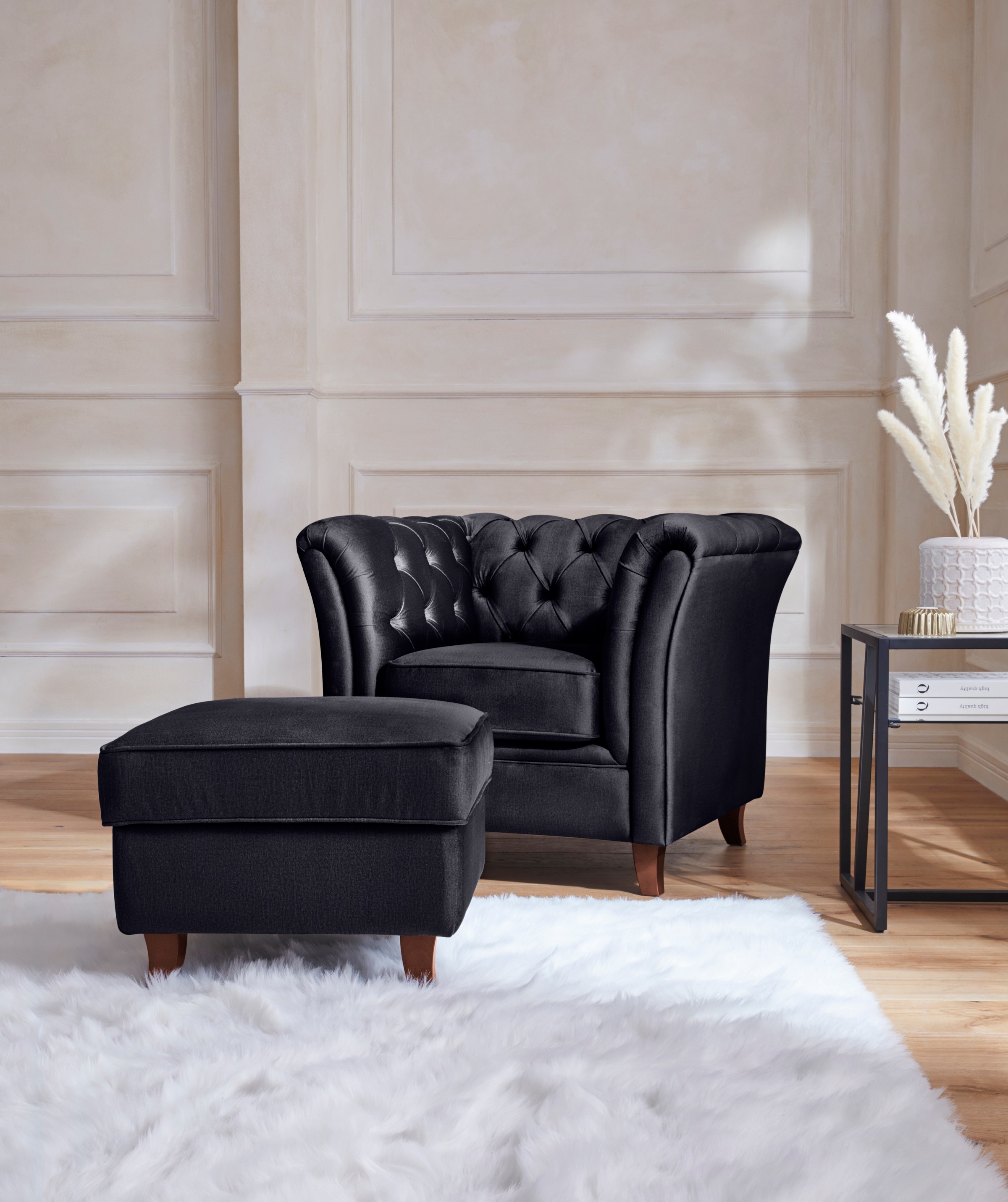 Home affaire Chesterfield-Sessel »Reims Cocktailsessel, Sessel« mit echter Chesterfield-Knopfheftung, hochwertige Verarbeitung
