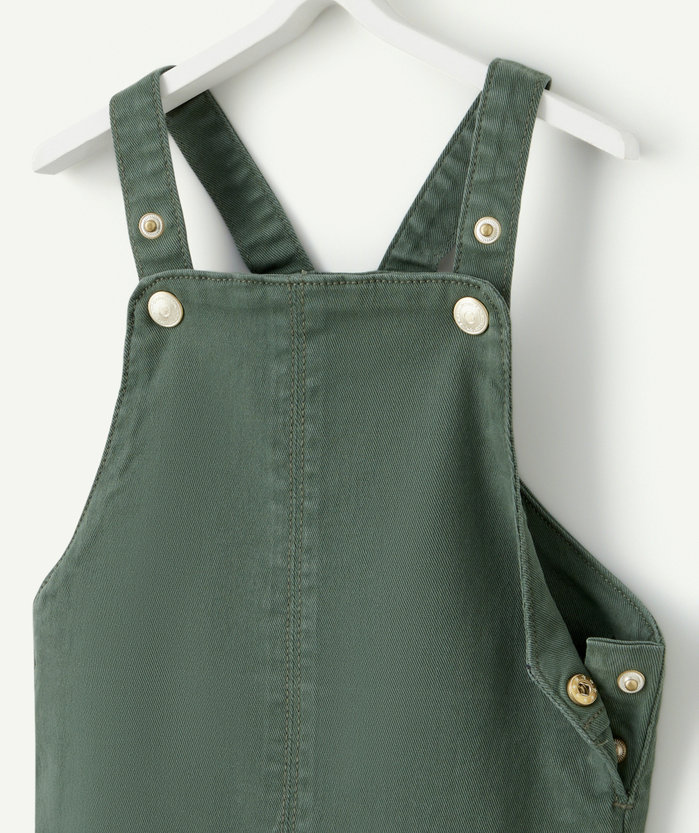 ROBE SALOPETTE BÉBÉ FILLE EN FIBRES RECYCLÉES VERTE