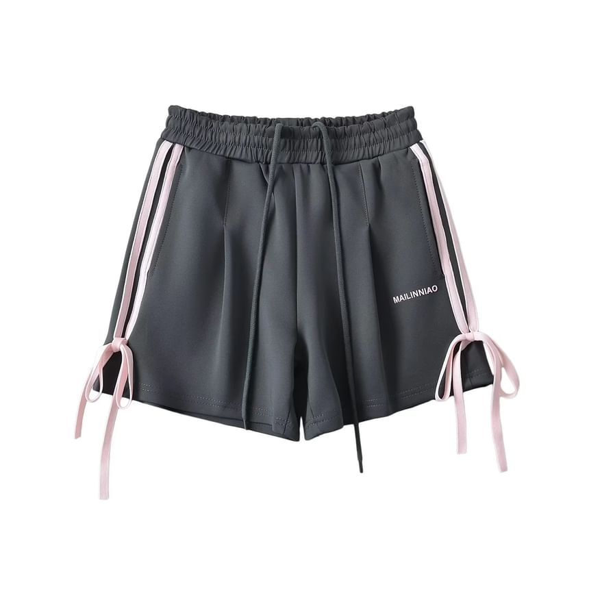 Asiris - Wijde shorts met hoge taille, strepen en strikaccent