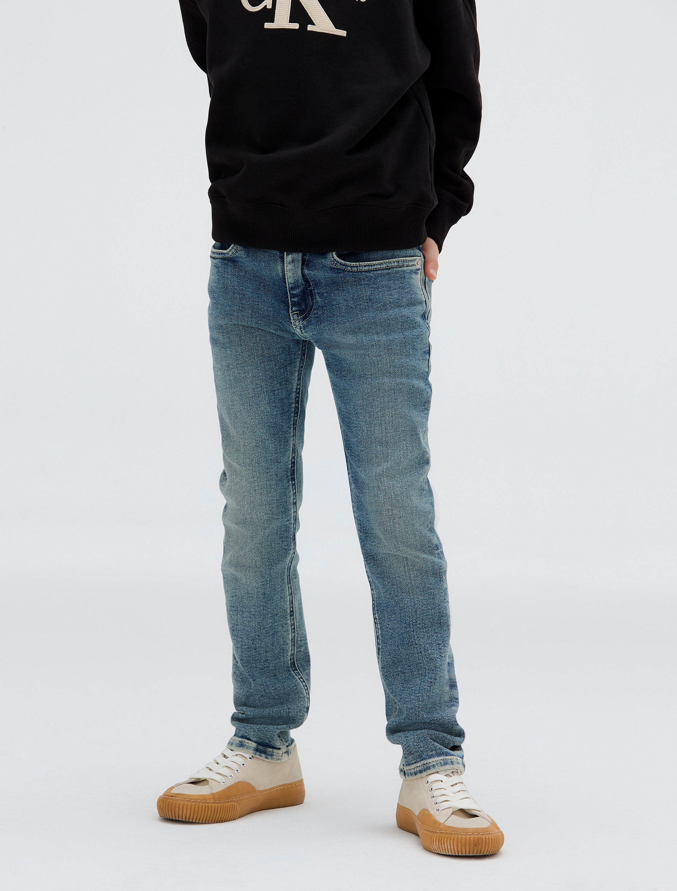Calvin Klein Jeans Slim-fit-Jeans »SLIM NEW MID BLUE PWS«, für Kinder bis 16 Jahre, in cooler Waschung