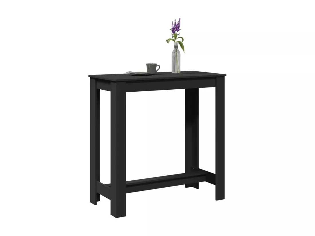 Table de bar noir 102x50x103,5 cm bois d'ingénierie