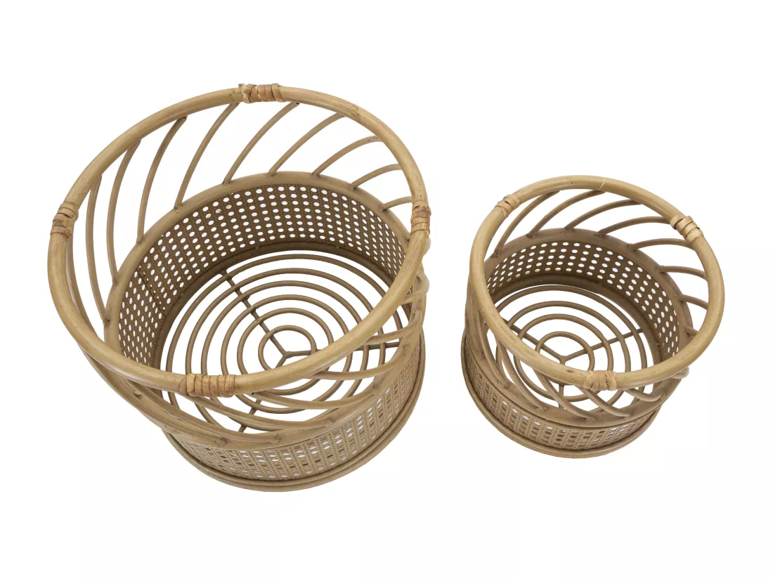 Lot de 2 porte-vases ronds en métal marron Ø 30x25-22x18 cm