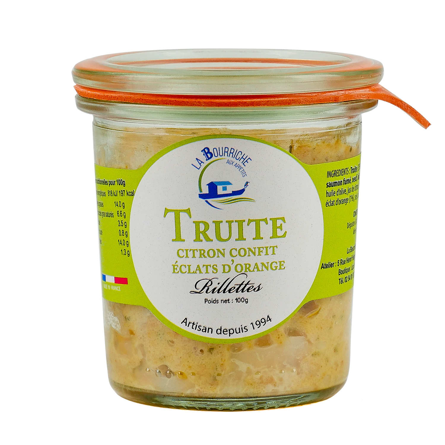 Rillettes de truite au citron confit et éclats d'orange