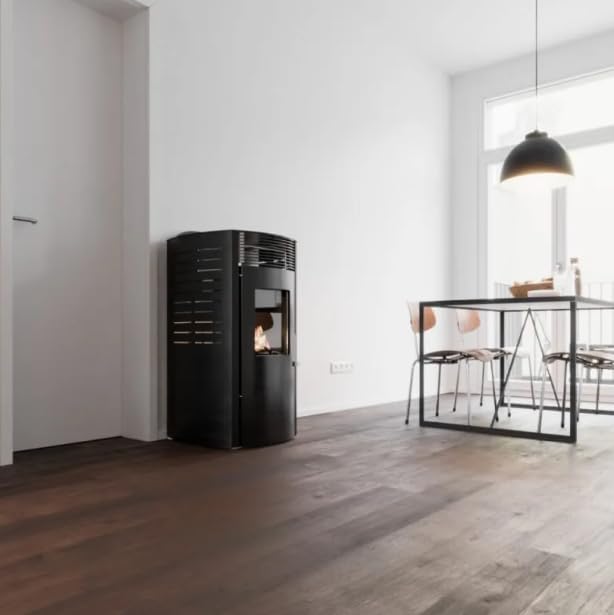 STUFE A PELLET ITALIA Siberia Aria New 18 KW WiFi | Pelletöfen Effizienz 91% Heizt 180m² Autonomie 30 Std Programmierbar WiFi-Steuerung 5 Geschwindigkeiten und Kräfte 24 Monate Garantie Schwarz