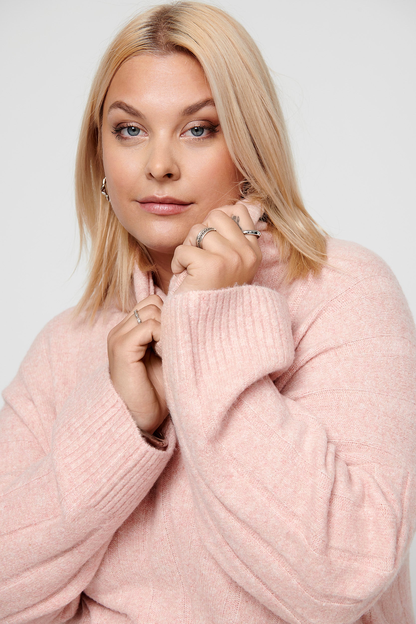 CARJEANETT Strickpullover Silver Pink