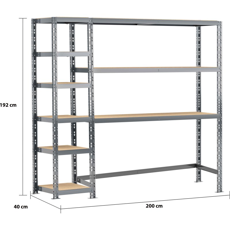 Rayonnage MODULO - Module 2 étagères - 9 plateaux