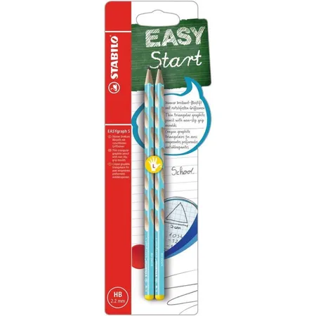 Schmaler Dreikant-Bleistift für Linkshänder - STABILO EASYgraph S in blau - 2er Pack - Härtegrad HB