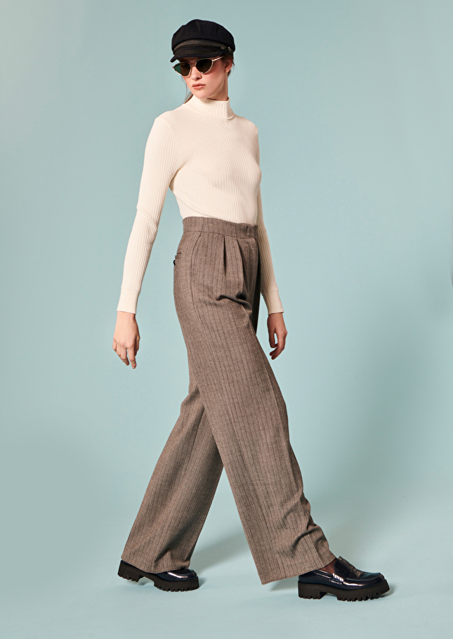 Pantalon Parigigris en laine chevrons
