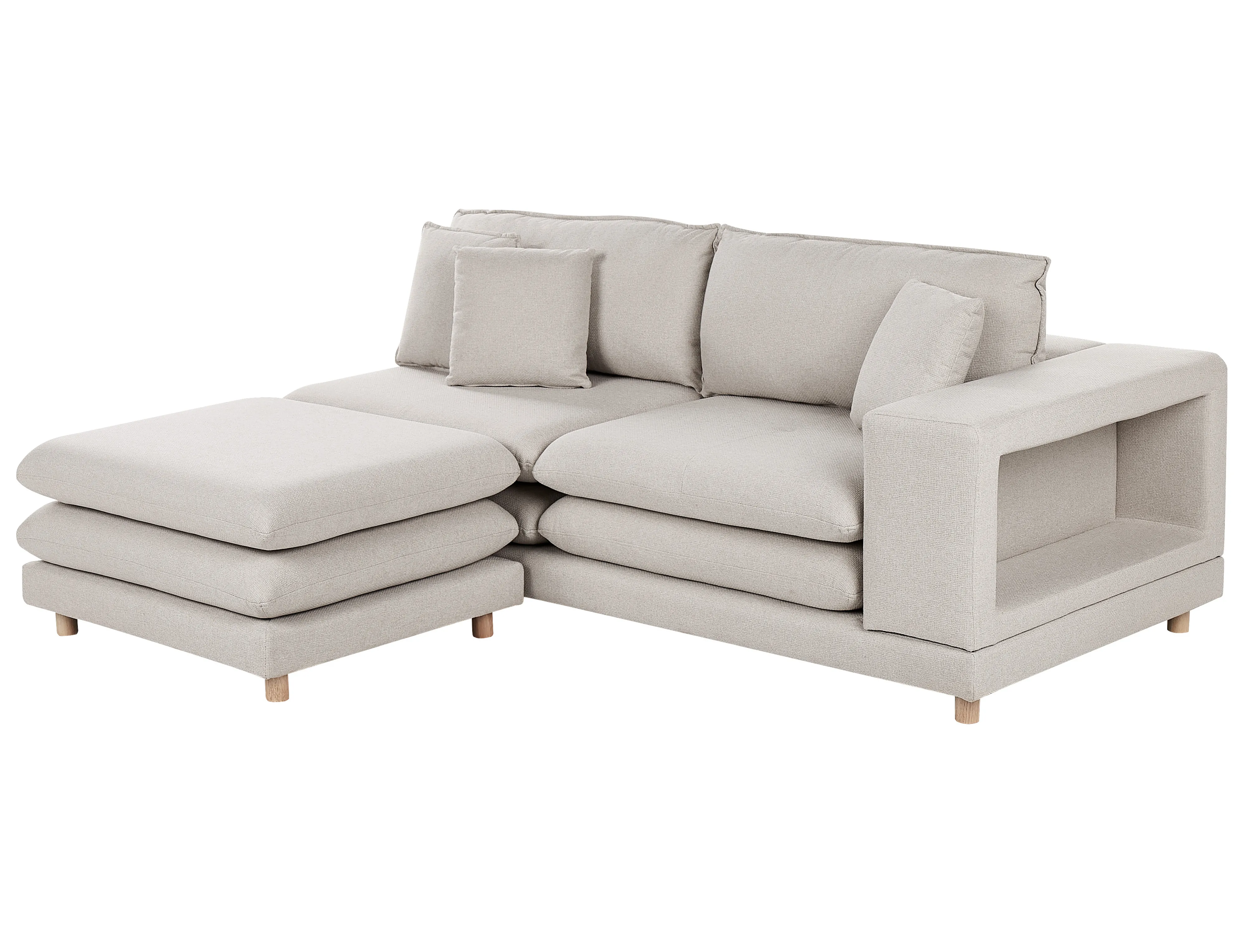 Bank 2-zits HEDEN Stof Beige met ottomaan