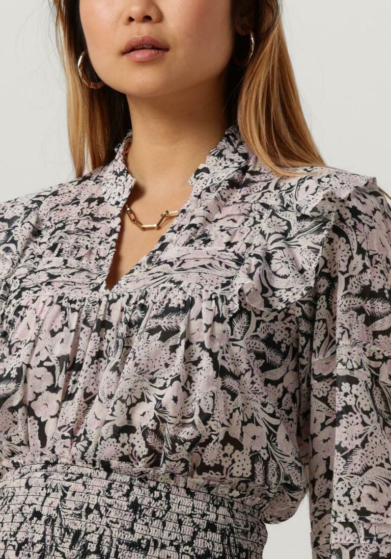 NEO NOIR zwarte neo noir blouse hama sweet floral blouse