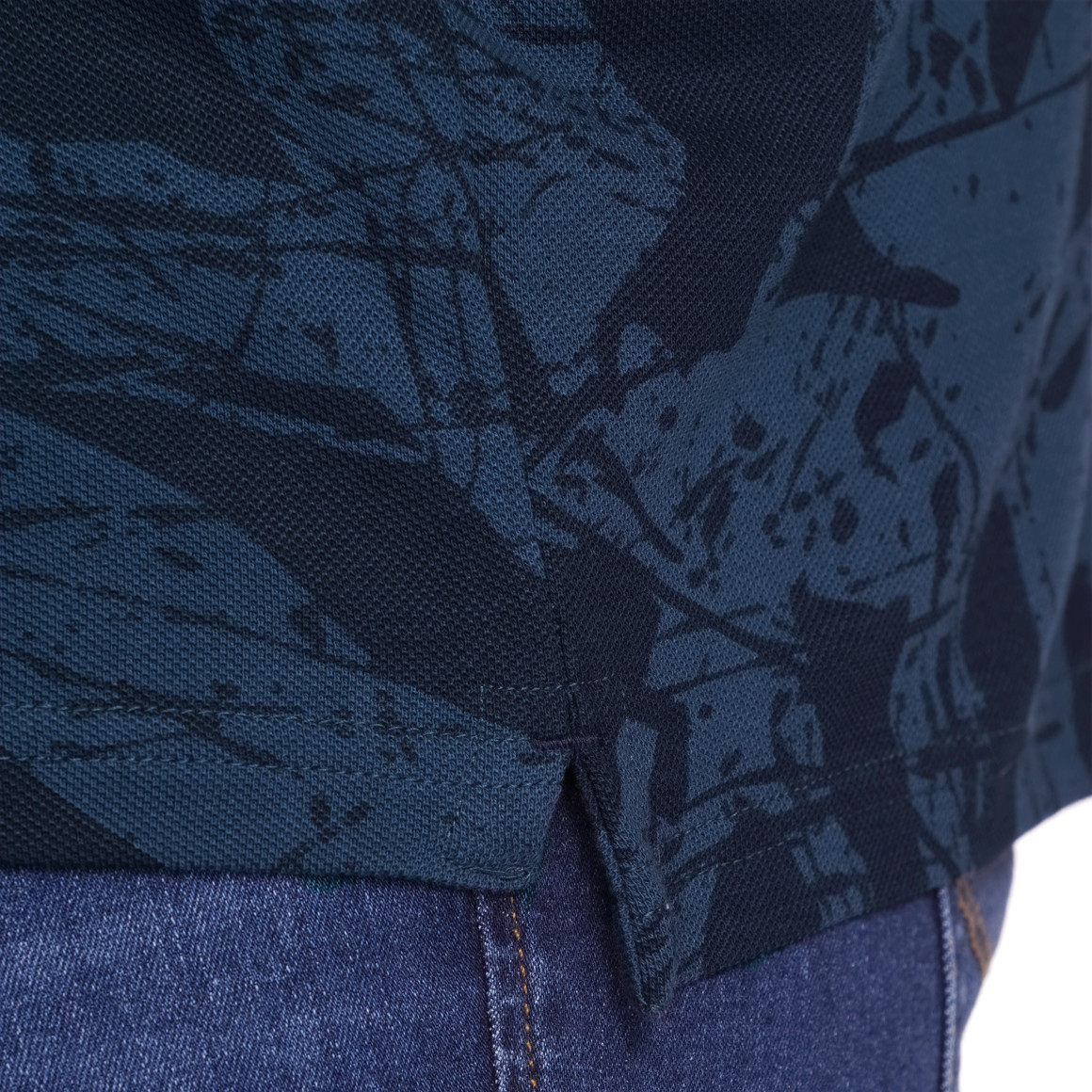 VanVaan Herren Poloshirt mit Allover-Muster dunkelblau