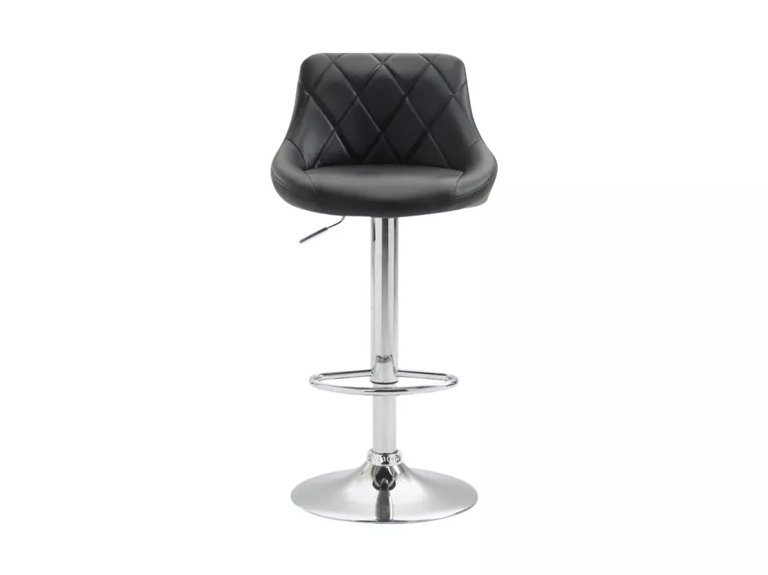 Lot de 2 Tabouret de bar - Similicuir & Métal chromé - Noir - Lazio