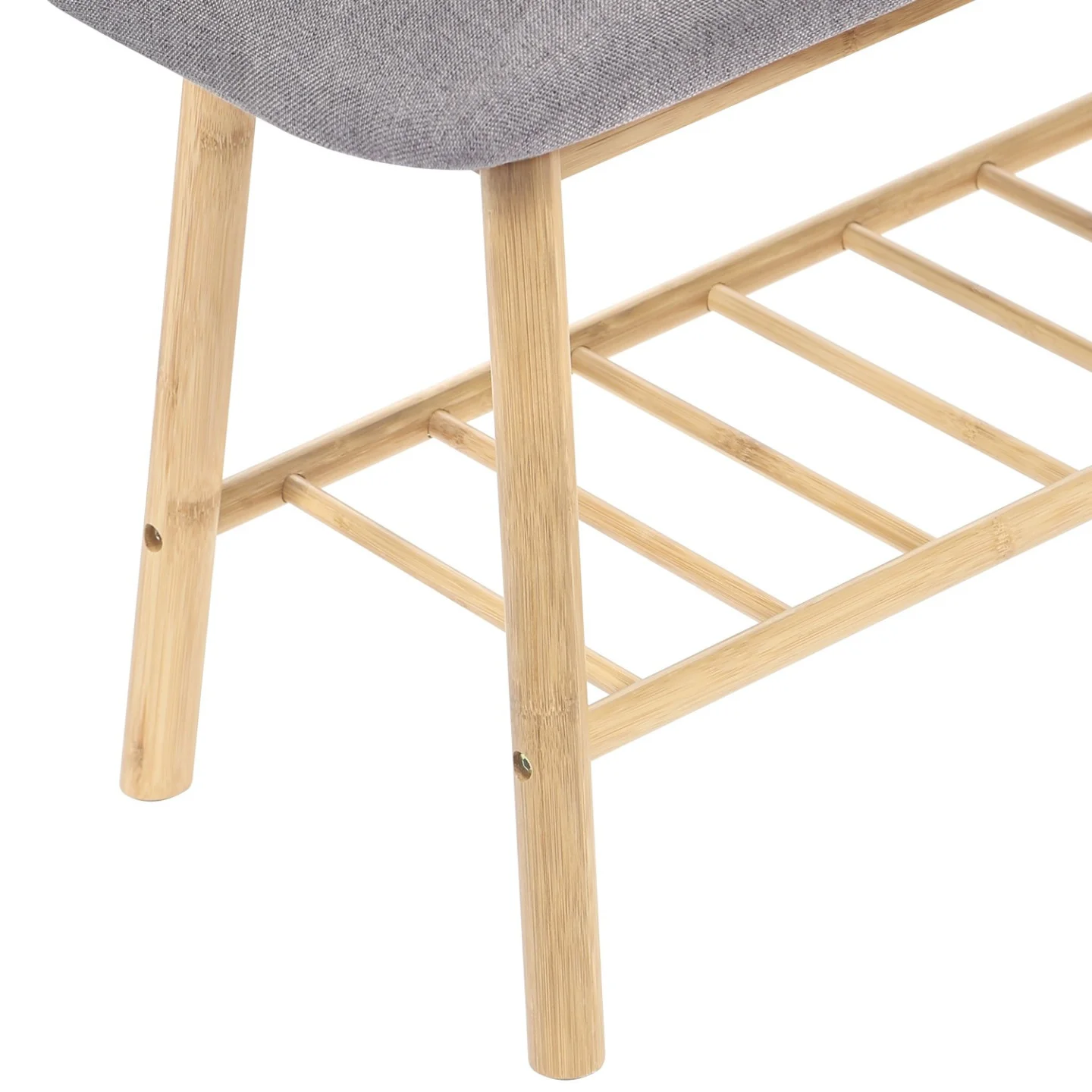 Banc d'entrée capitonné bambou RITA tissu gris clair