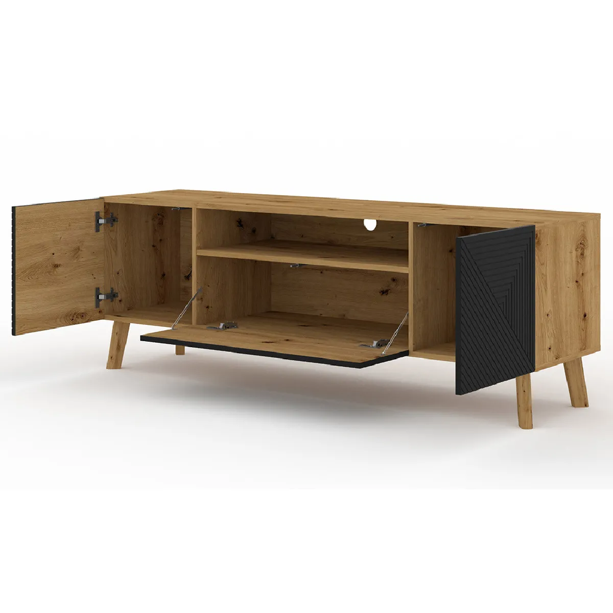 BestMobilier Velato Meuble TV 160 cm Bois Noir