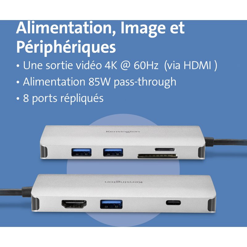 Station d'accueil USB C 8 ports 85W  Kensington