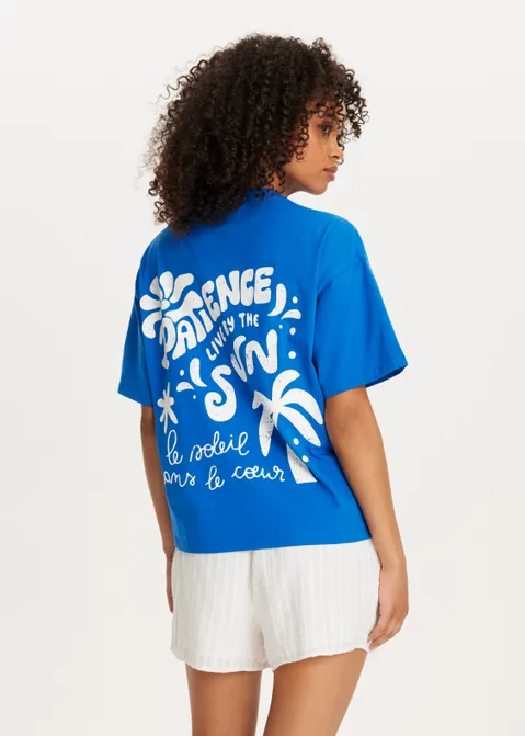 T-shirt met print under the sun blauw (BLW.K)