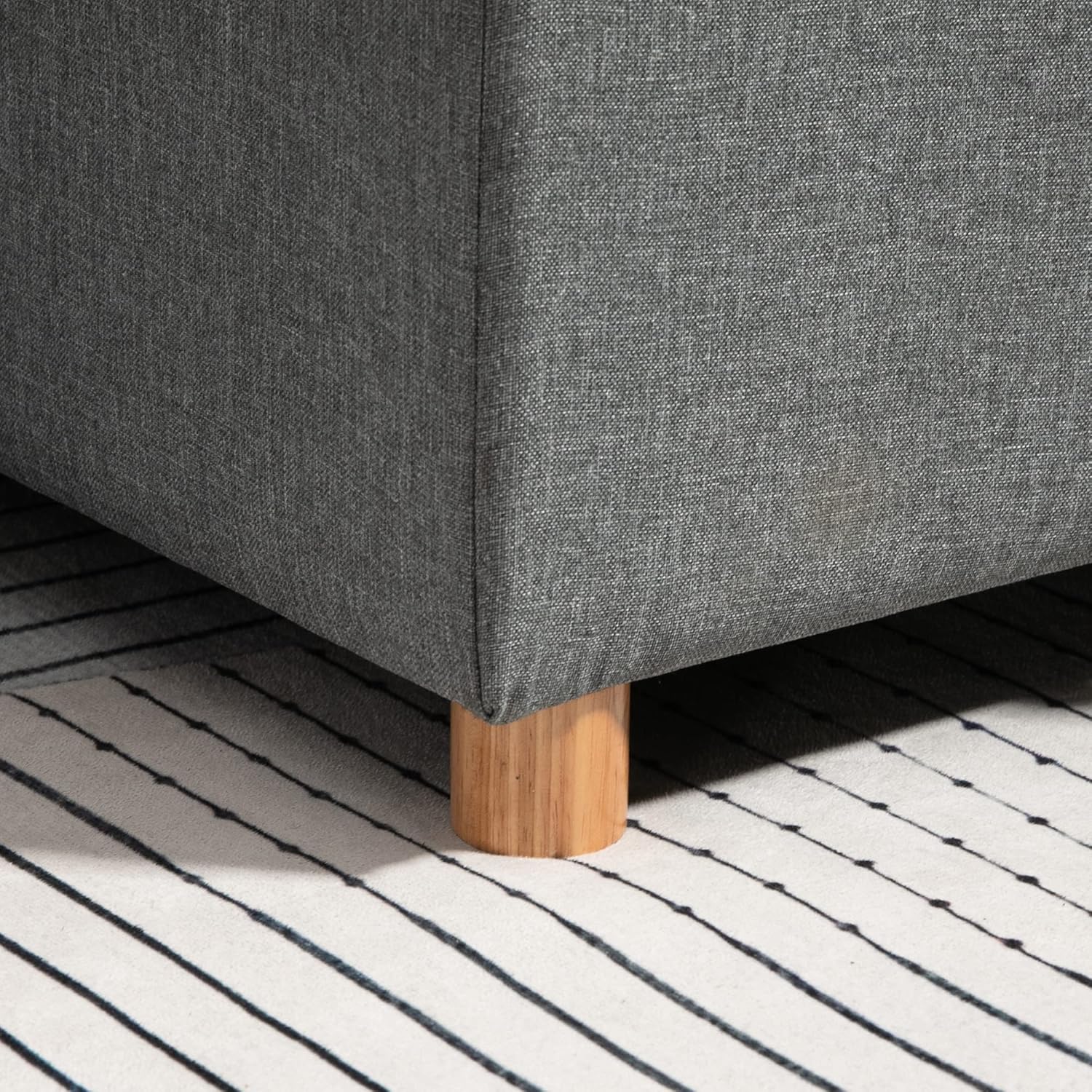 HOMCOM Ecksofa, 3-Sitzer, ausklappbar, Ottomane, wendbar, mit integrierter Aufbewahrungsbox, Füllung aus hochdichtem 24D-Schaumstoff, Polyestergewebe, Leinenoptik, grau