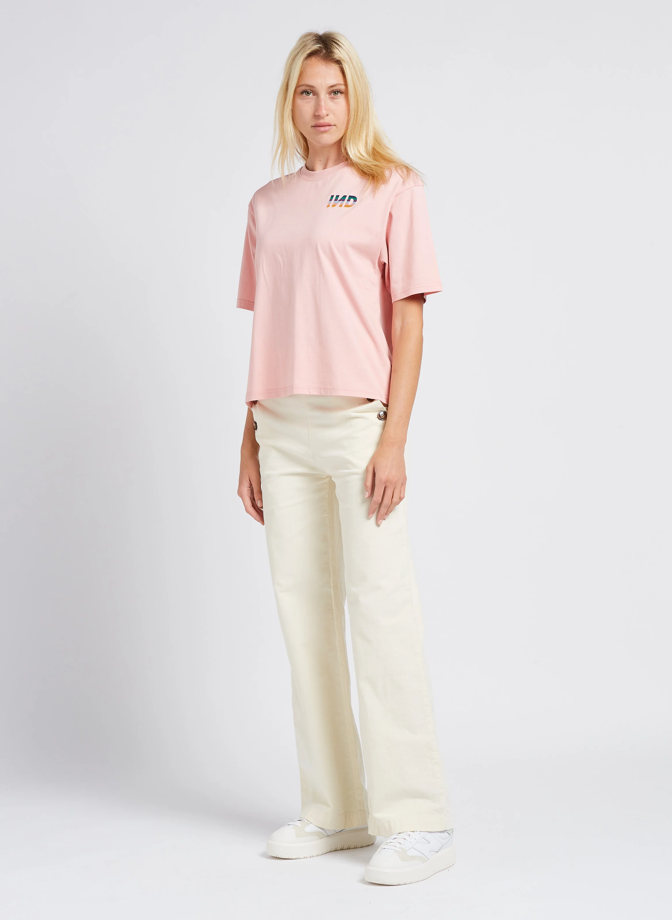 OTIS - Tee-shirt col rond brodé en coton | Rose