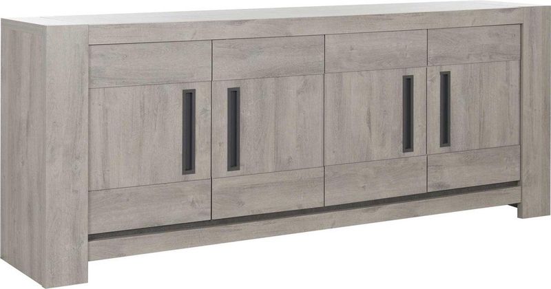 Dressoir Bosy - Lichtgrijze Eik - 4 Deuren - Spaanplaat
