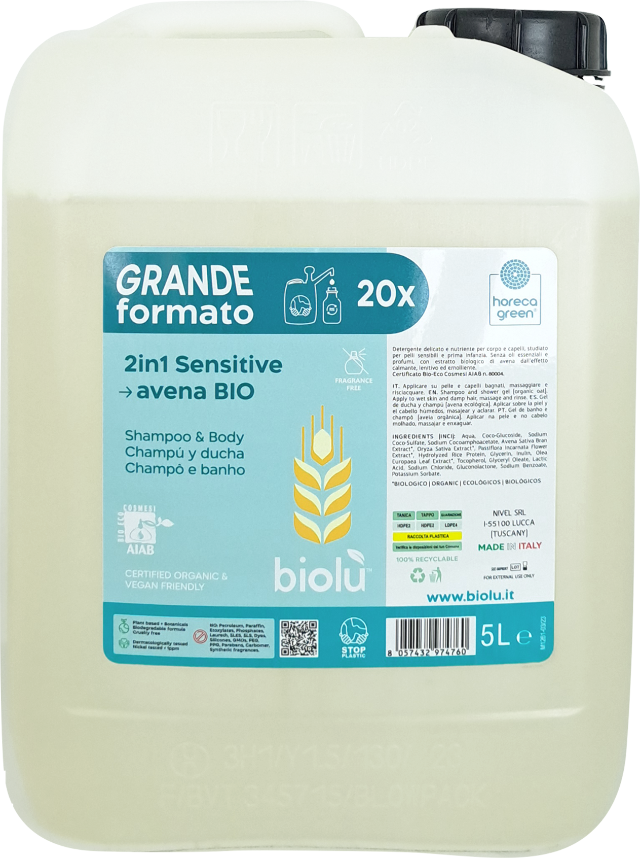 biolù  2in1 Shampoo & Duschgel Sensitiv, 5 l