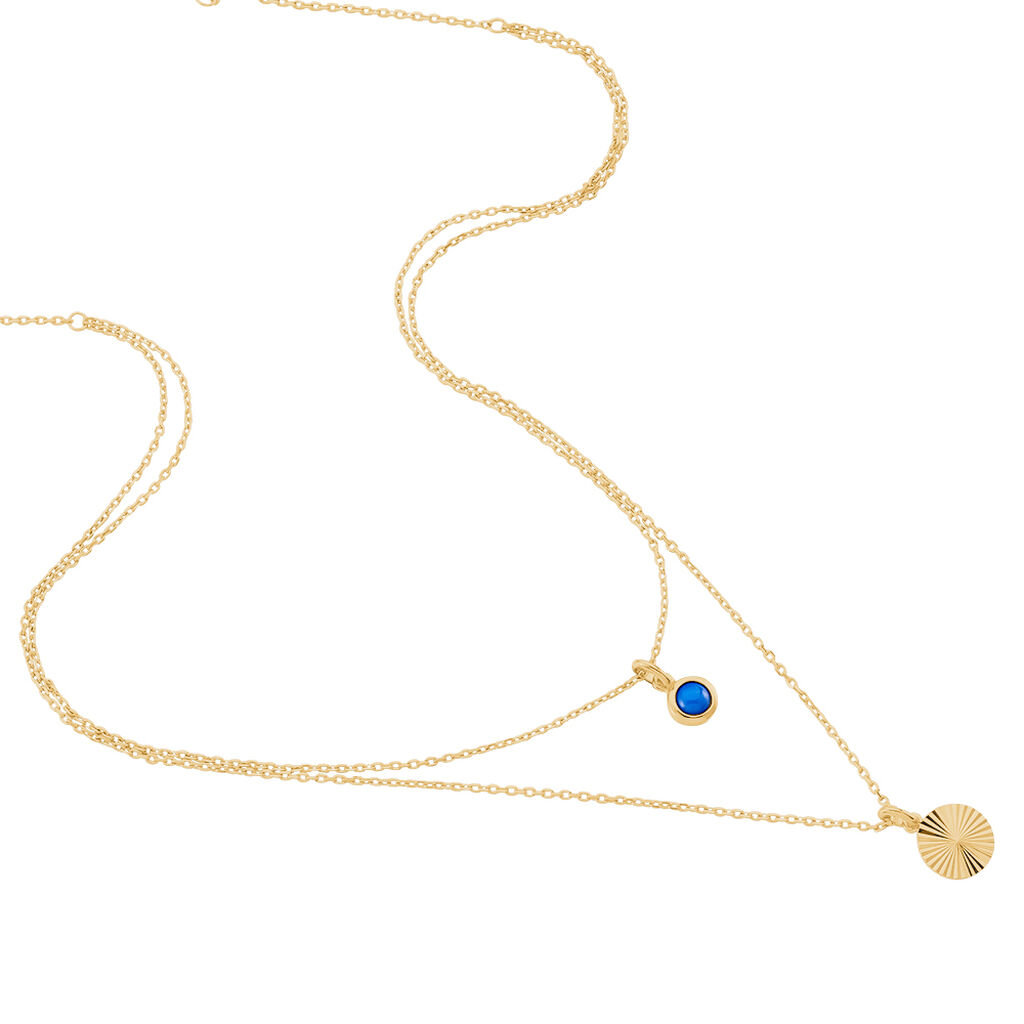 Collier Cartina Plaqué Or Jaune Pierre De Synthese