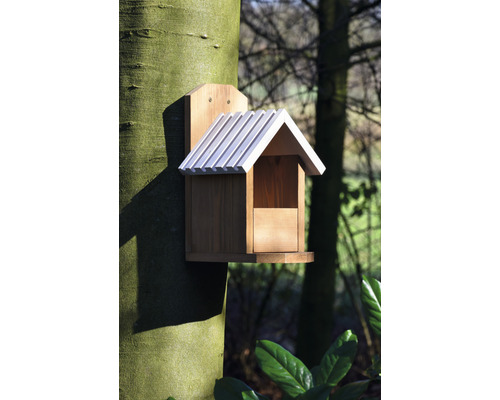 Eekhoornhuisje, dobarhout, 19 x 19 x 29 cm, bruin met wit dak