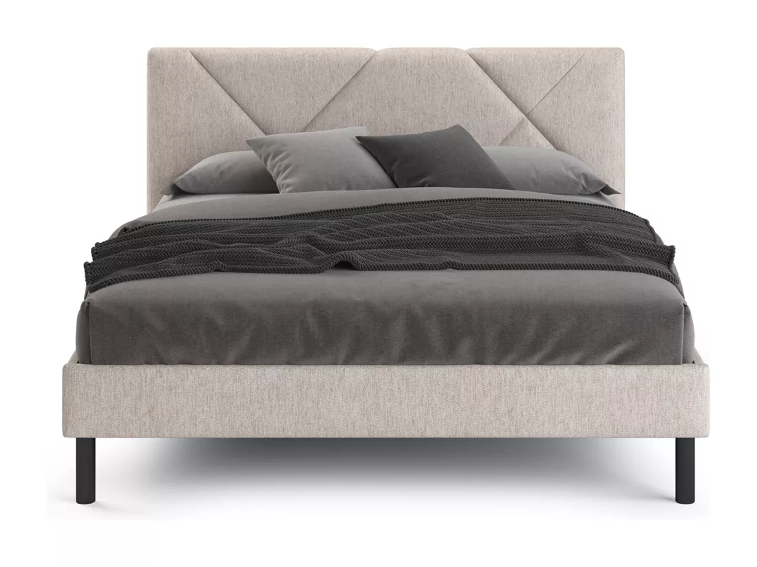 Lit double Calitri, Sommier pour chambre, Literie par chambre, Support de matelas, Adapté à un matelas de 140x190 cm, Beige