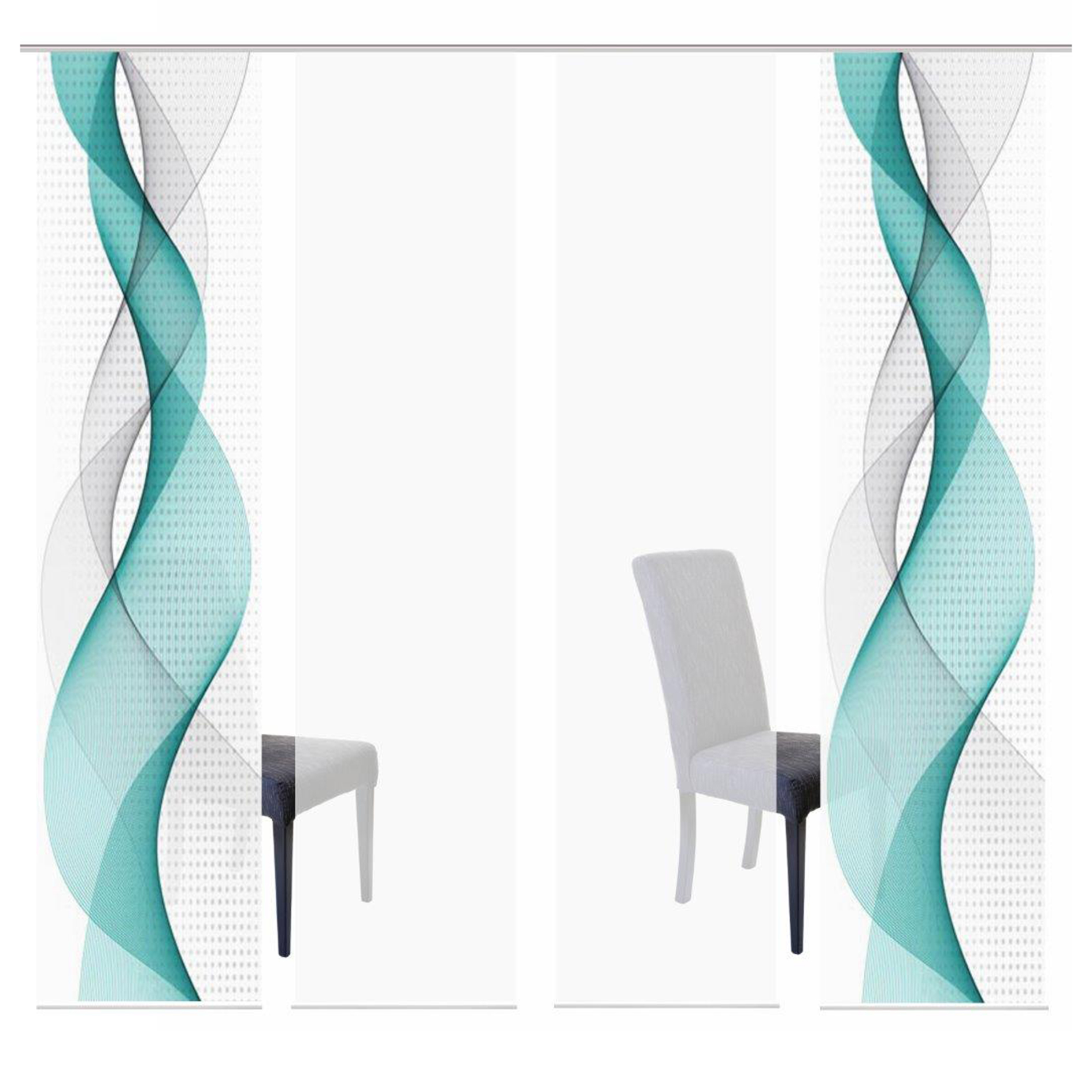 4-teiliges Schiebevorhang-Set OPALIA - türkis - je 60x245 cm
