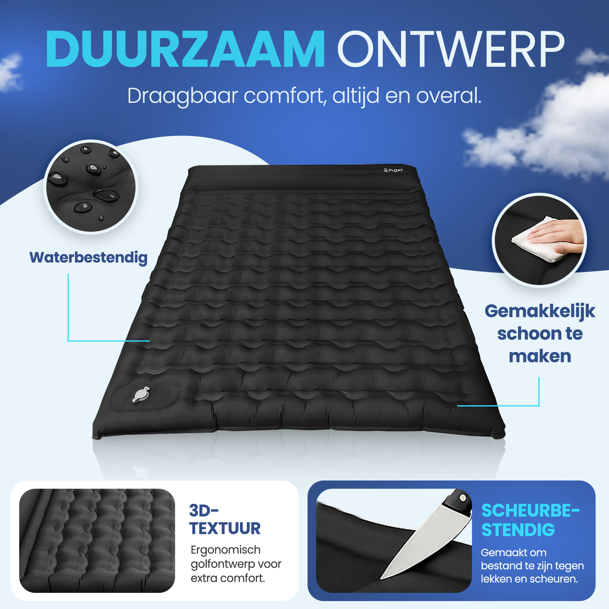 FLOAT Nomadic 2 persoons slaapmat met voetpomp