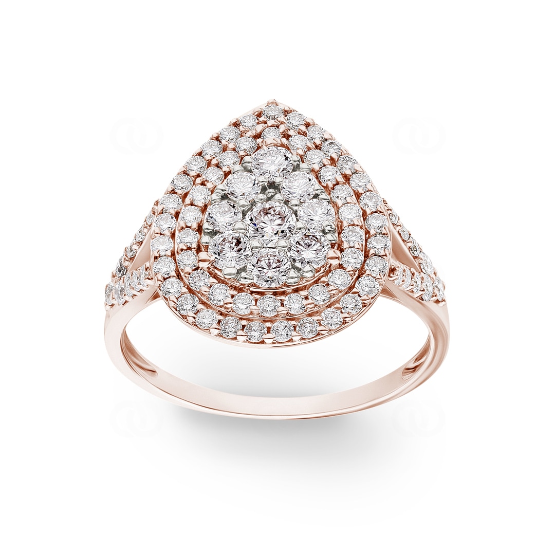 1.01 Karat Halo Diamantring 750/18 K Roségold
