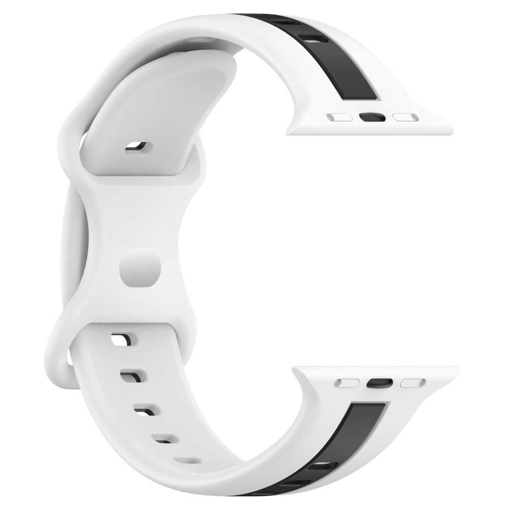 Apple Watch (42/41/40/38 mm) Silikon Armband Stripe Dual Color (Gelenkumfang: 150-210mm) - Weiss / Schwarz