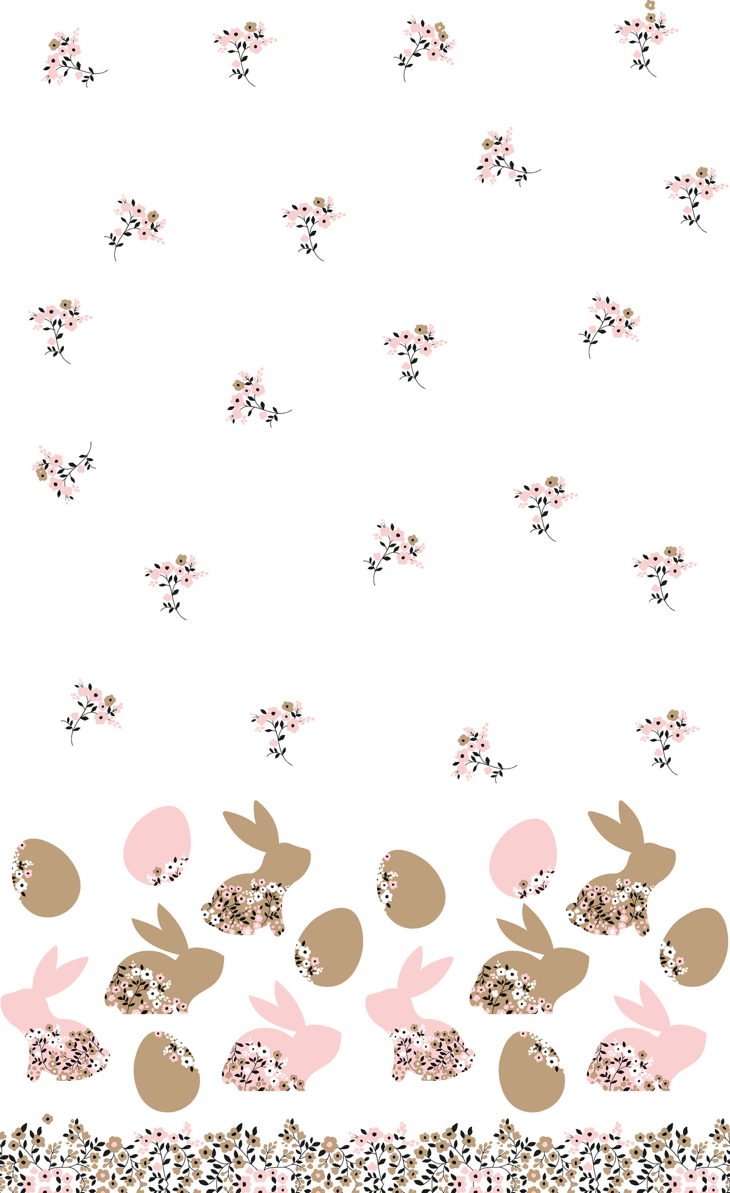 Duni tafelkleed Blooming Bunnies wit 138 x 220 cm