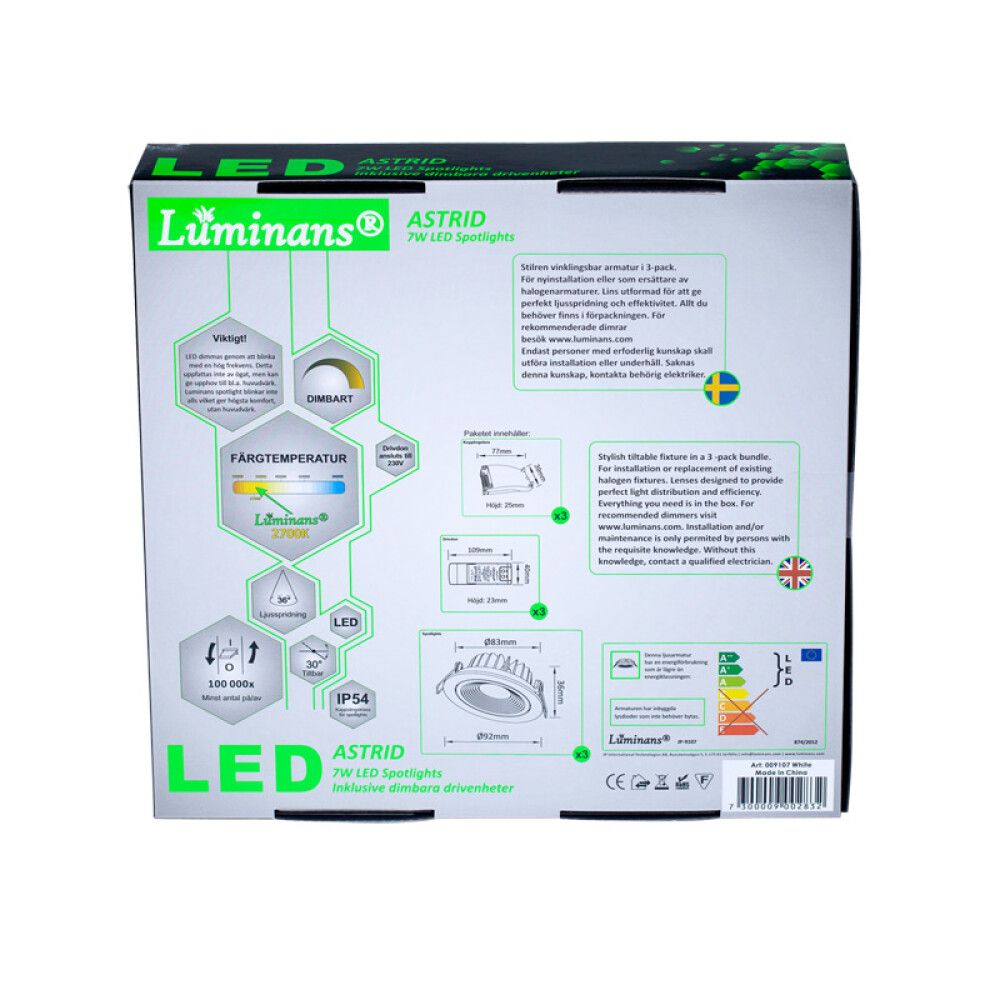DOWNLIGHT LUMINANS ASTRID 3X7W 3-PACK