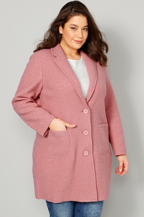 Kurzmantel, Straight Fit, Bouclé, Revers, Langarm