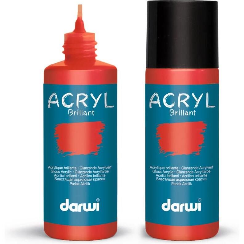 Darwi Flacon de 80 ml de Peinture Acrylique Universelle Brillante - vermillon