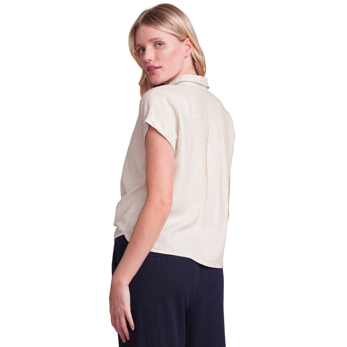 Gina Benotti Damen Leinen-Bluse mit Knotendetail beige