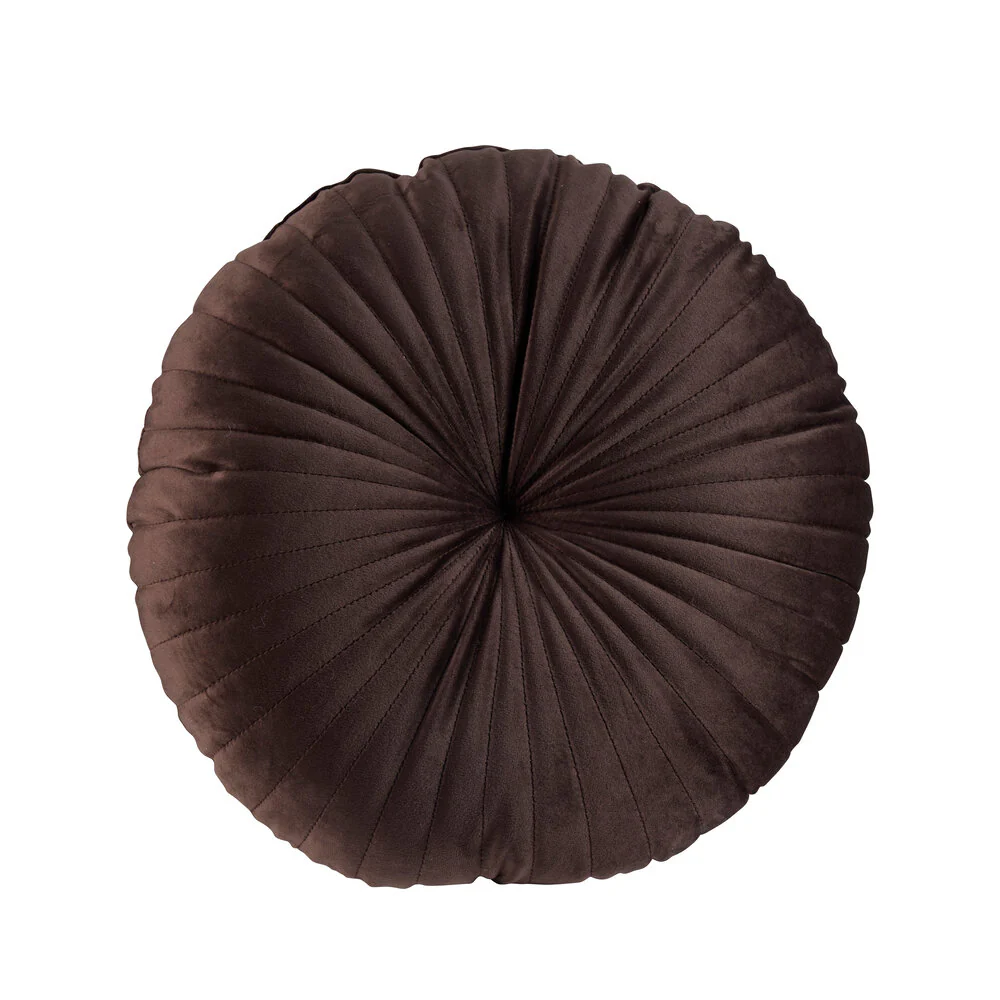 Margit Brandt  Rund velour pyntepude - brun
